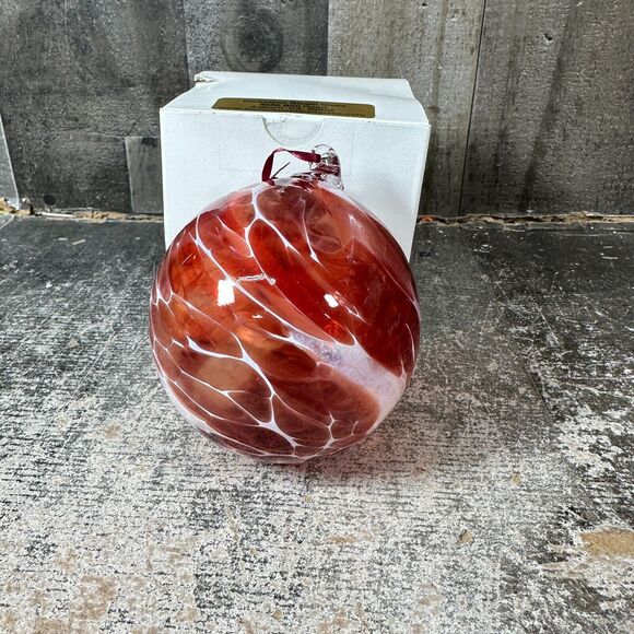 Janet Nicholson Blown Glass Blue Red Ornament Beautiful